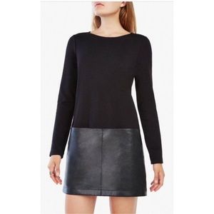 BCBGMAXAZRIA Black ‘Jaylinn’ Long Sleeve Faux Leather Mini Dress NWT | Size XS